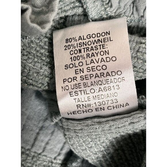 Umgee Dusty Mint Chenille Split Neck Tie Front Long Sleeve Blouse Women's Medium - Picture 5 of 5